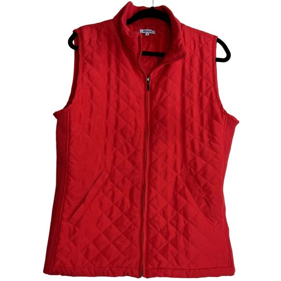 Bienzoe Quilted Puffer Vest Women Medium Red Sleeveless Fall Outerwear Jacket - Picture 1 of 12
